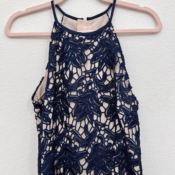 Keepsake Blue True Love Lace Midi Sleeveless‎ Cocktail Dress Medium - Picture 4 of 6